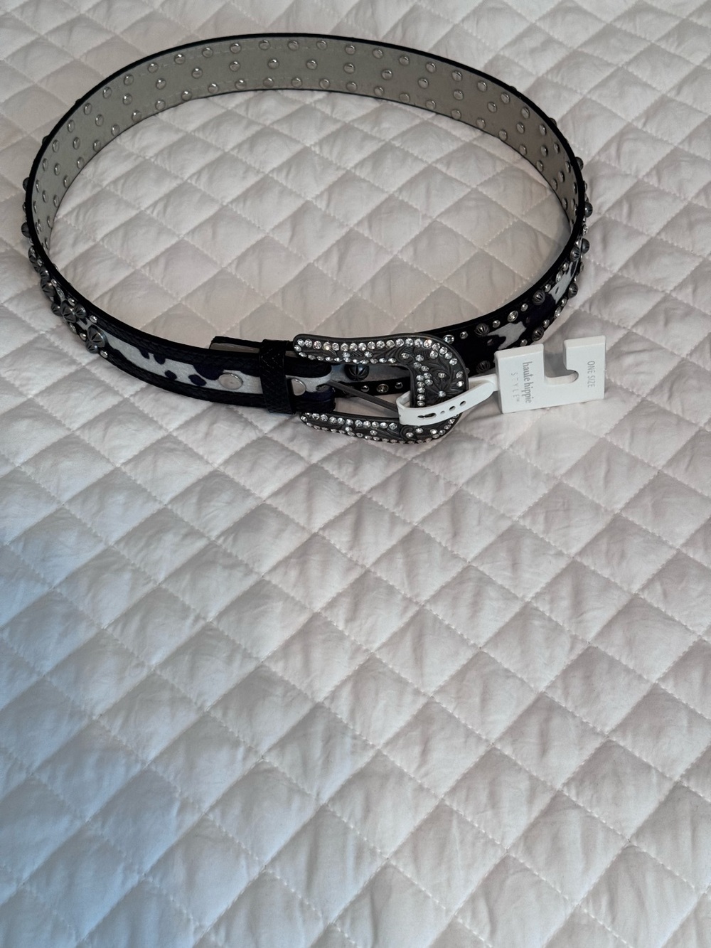 Belt Western Women’s Rhinestone Studded Silver New 38”